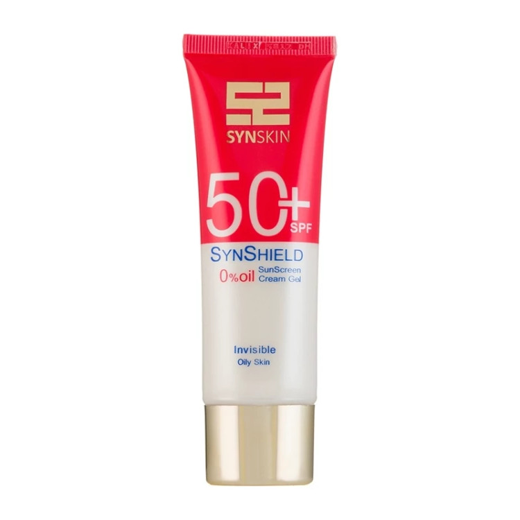 alt="تصویر ژل کرم ضد آفتاب ساین اسکین مدل Syn Shield بی رنگ SPF50 مناسب پوست چرب حجم 50 میلی لیتر"